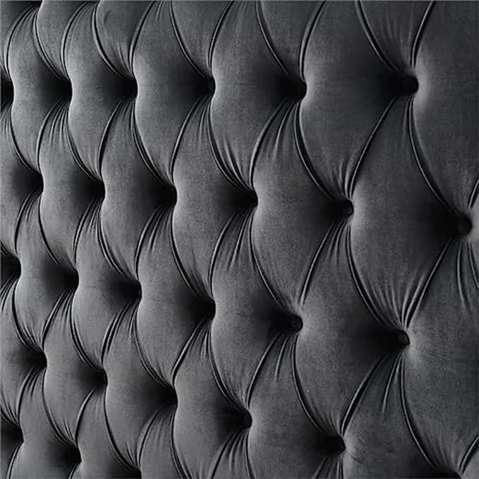 Velvet tufted platform bed