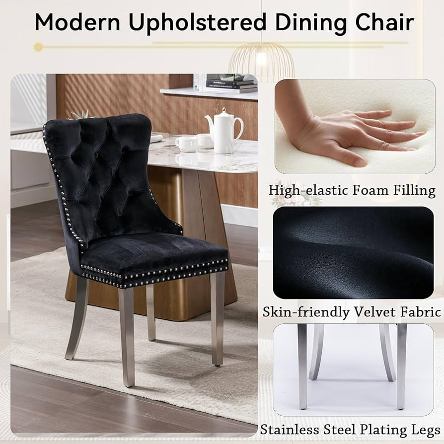 5 pcs glass dining table with Velvet chairs