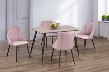 5 pcs wooden dining table with Velvet chairs