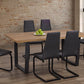 7 pcs wooden dining table with leather chairs