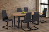 7 pcs wooden dining table with leather chairs