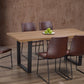 7 pcs wooden dining table with leather chairs