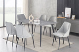 7 pcs marble dining table with Velvet chairs