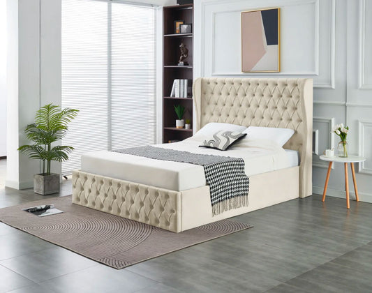 Velvet Upholstered Full Storage Bed Frame