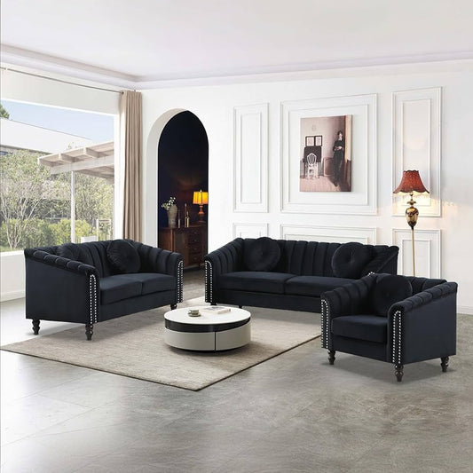 Velvet sofa set