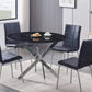 5 pcs glass dining table with leather chairs