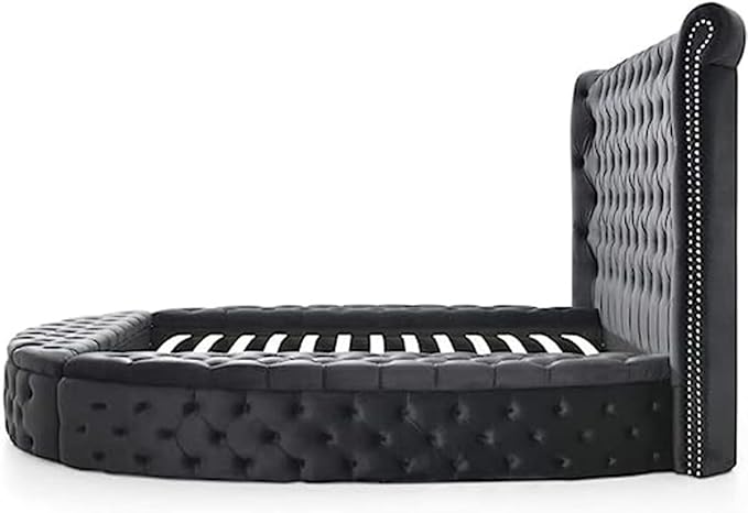 Velvet tufted platform bed