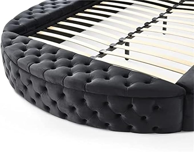 Velvet tufted platform bed