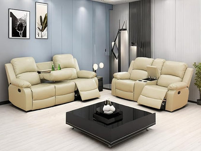 Roger Manual Recliner Air Leather Sofa Set