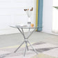 5 pcs glass dining table with leather chairs