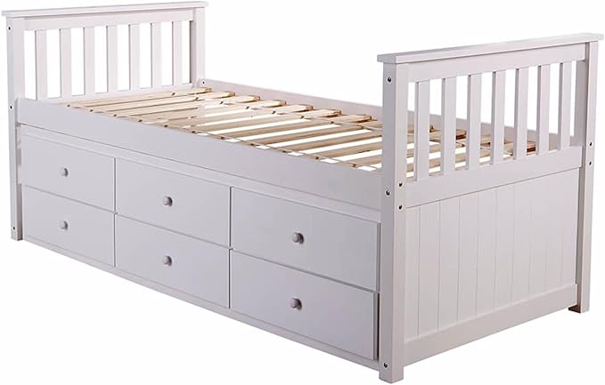 Twin over twin wooden captain bed