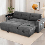 L shape sectional sofa bed with storage chaise