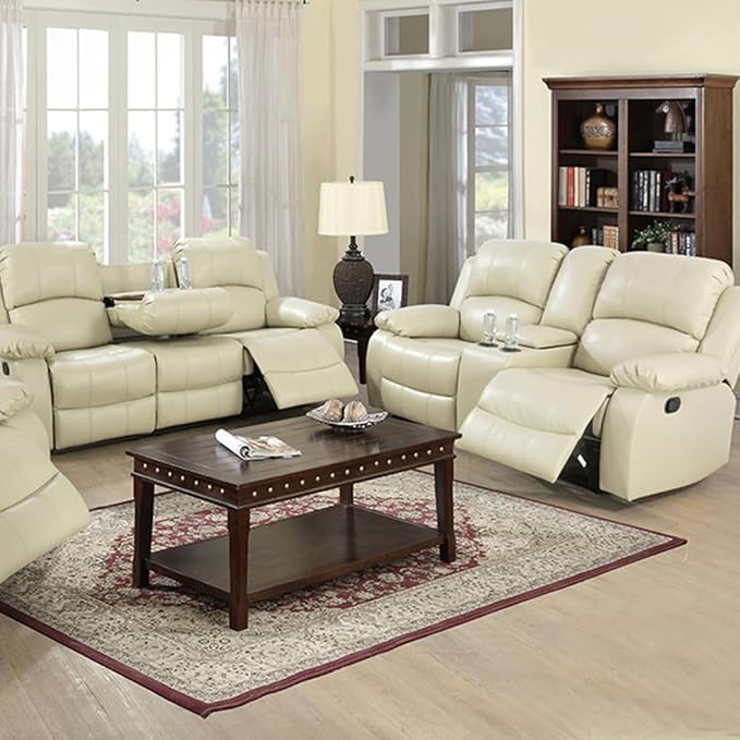 Roger Manual Recliner Air Leather Sofa Set