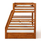 Twin over double wooden bunk bed with storage