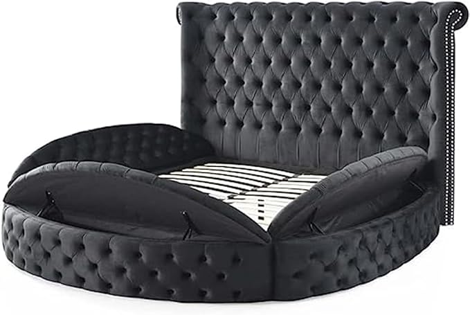 Velvet tufted platform bed