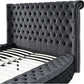 Velvet tufted platform bed