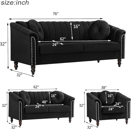 Velvet sofa set