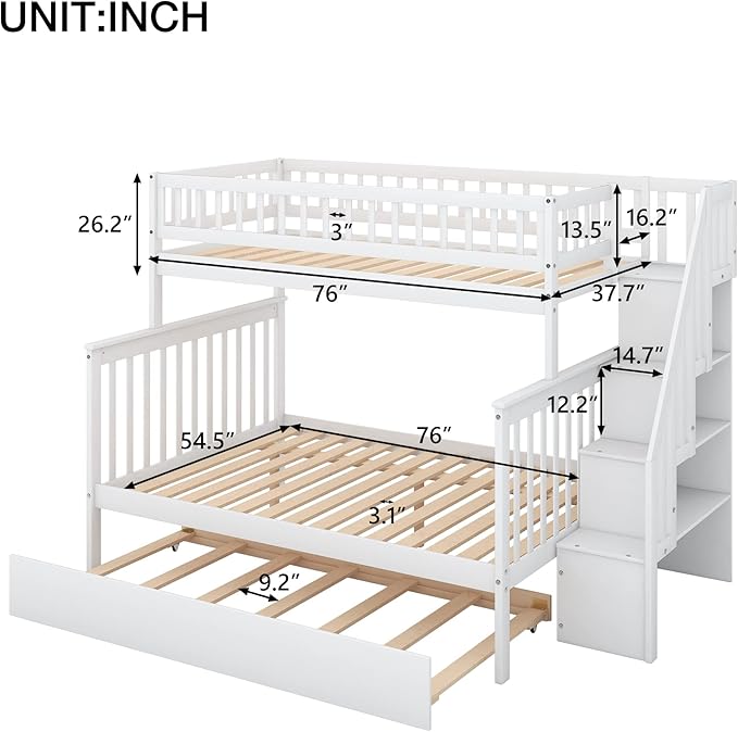 Ttwin over double trundle bunk bed