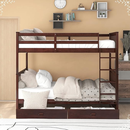 Single over Single Bunk Bed with storage