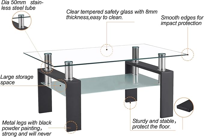 3 pcs Glass coffee table set