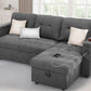 L shape sectional sofa bed with storage chaise