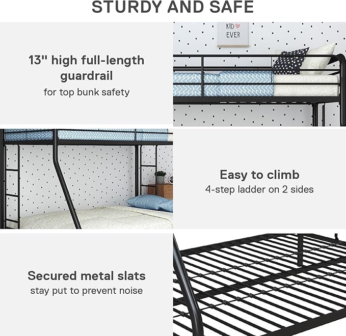 Twin over double metal bunk bed