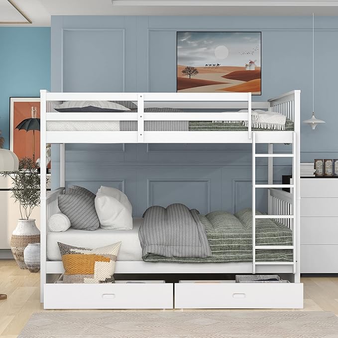 Single over Single Bunk Bed with storage