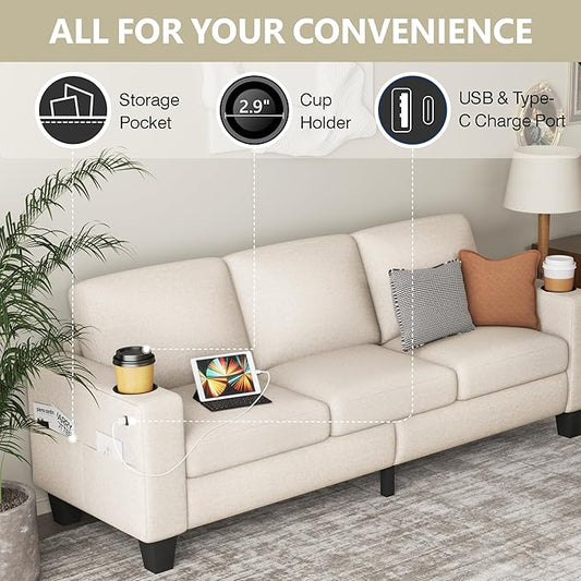 Reversible sectional couch with cupholders and USB port