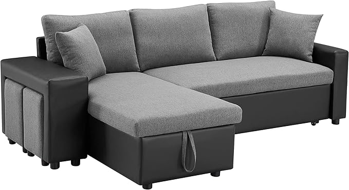 L shape sectional sofa bed with storage chaise