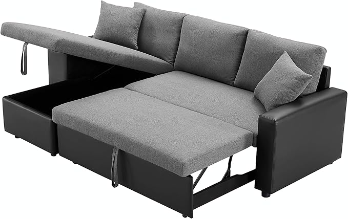 L shape sectional sofa bed with storage chaise