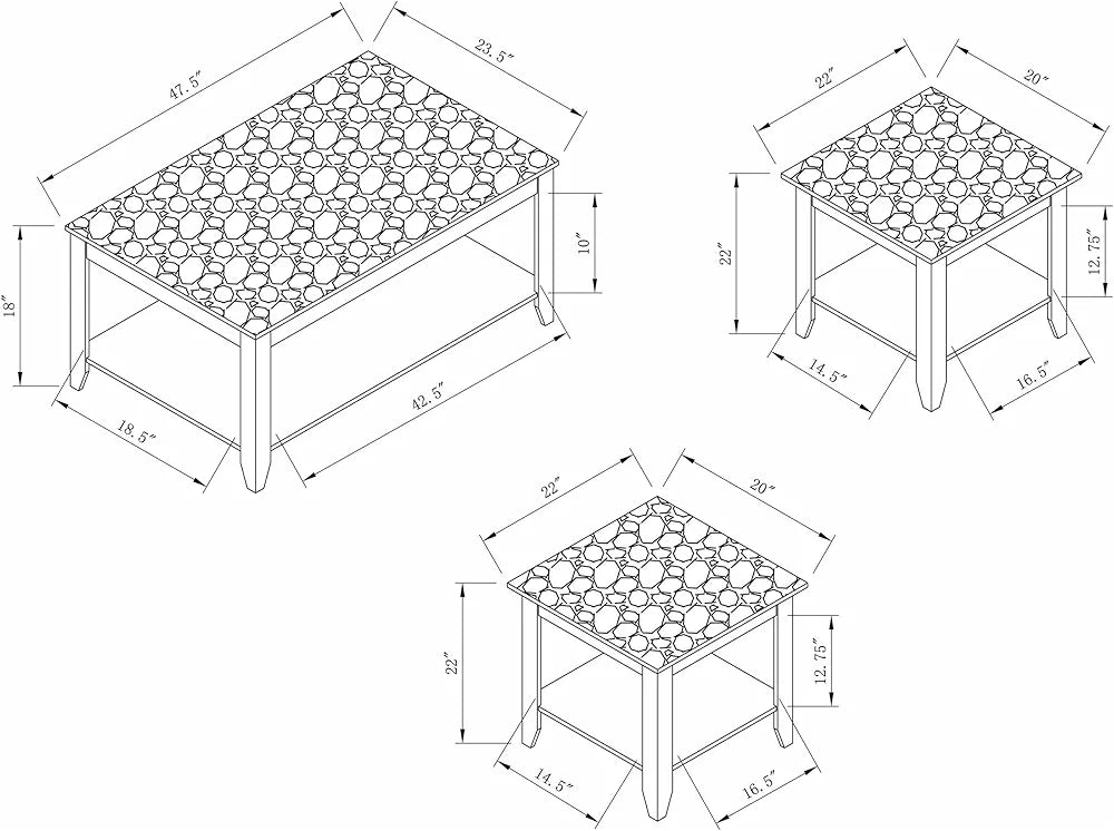 3 Pcs coffee table