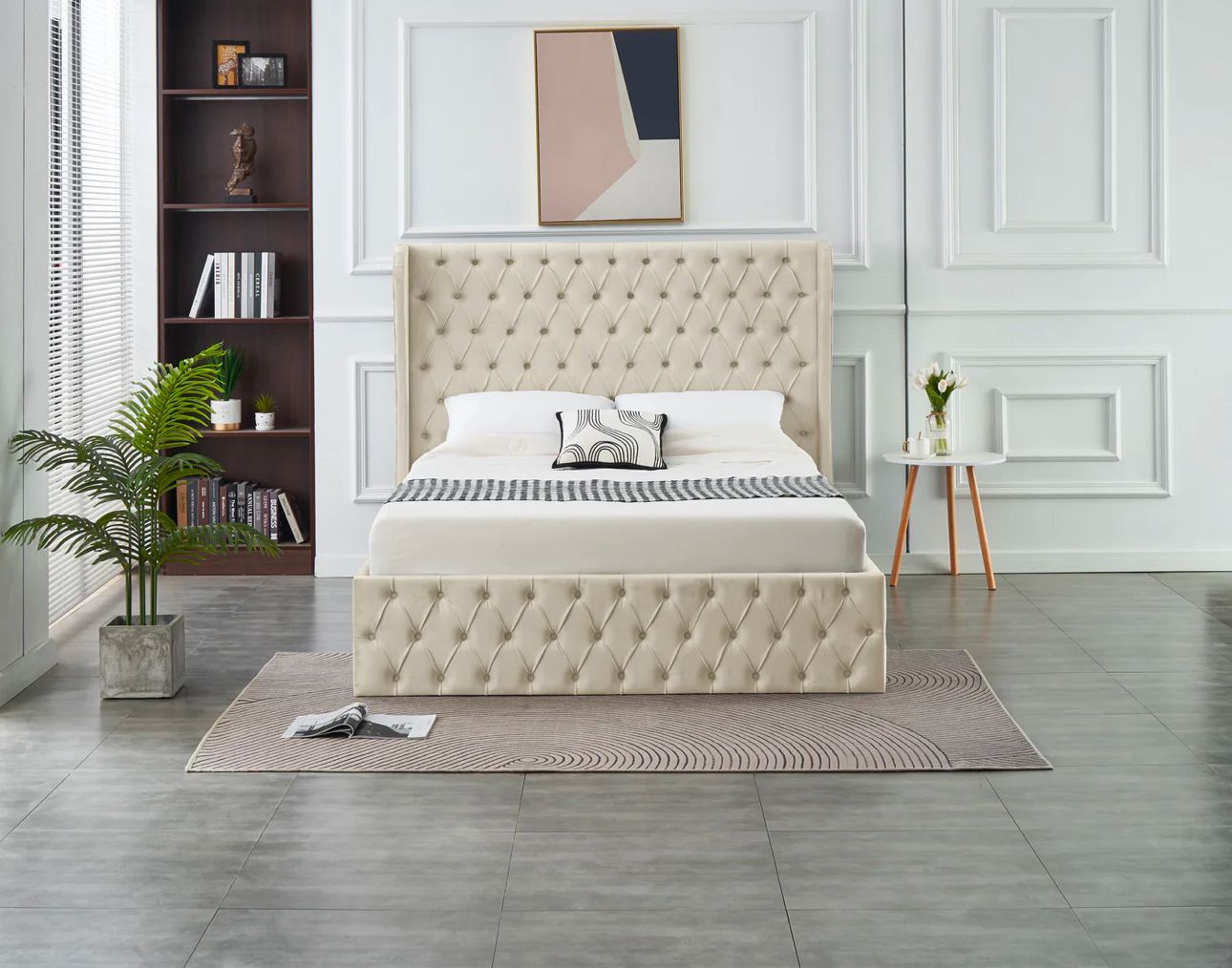 Velvet Upholstered Full Storage Bed Frame