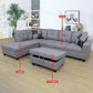 L shape 6 seater sectional couch with storage ottoman