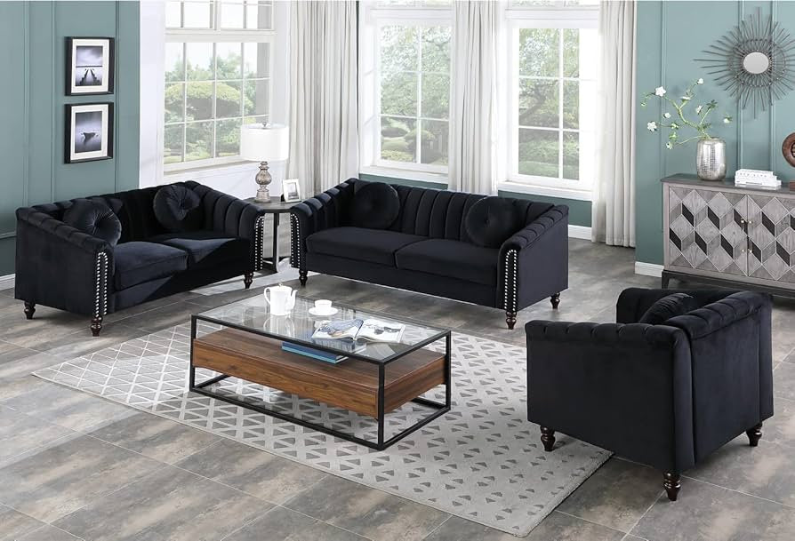 Velvet sofa set