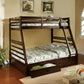 Twin over double wooden bunk bed with storage