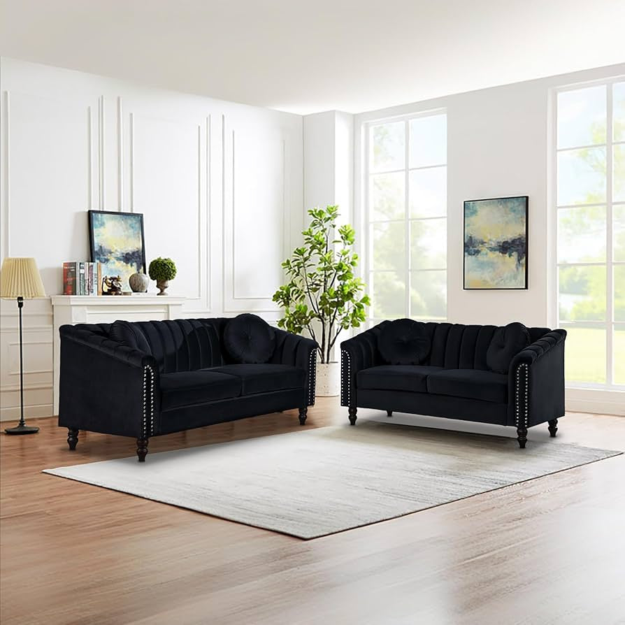 Velvet sofa set