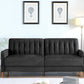 VELVET UPHOLESTERED TUFTED CONVERTIBLE SLEEPER SOFA