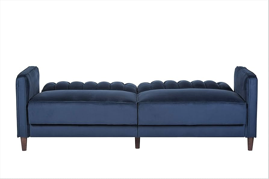 VELVET UPHOLESTERED TUFTED CONVERTIBLE SLEEPER SOFA