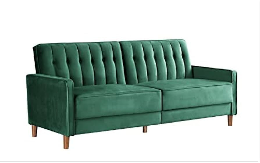 VELVET UPHOLESTERED TUFTED CONVERTIBLE SLEEPER SOFA