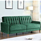 VELVET UPHOLESTERED TUFTED CONVERTIBLE SLEEPER SOFA