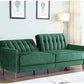 VELVET UPHOLESTERED TUFTED CONVERTIBLE SLEEPER SOFA