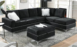 L shape sectional reversible couch with ottoman