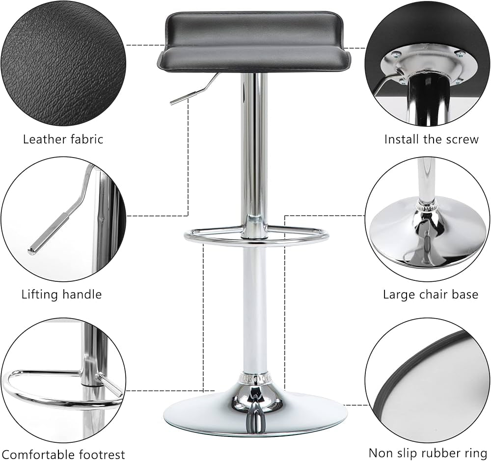 Chrome Air Lift Adjustable Swivel Bar Stool(1 pcs)