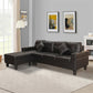 L Shape Chaise Lounge,cup Holder and Left Or Right Hand Chaise 4 Seat Black PU