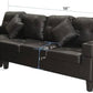 L Shape Chaise Lounge,cup Holder and Left Or Right Hand Chaise 4 Seat Black PU