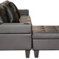 L Shape Chaise Lounge,cup Holder and Left Or Right Hand Chaise 4 Seat Black PU