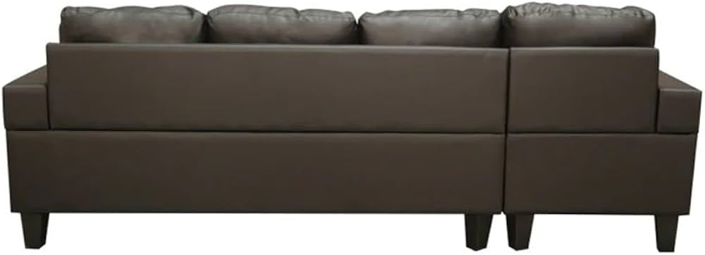 L Shape Chaise Lounge,cup Holder and Left Or Right Hand Chaise 4 Seat Black PU