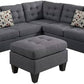 L shape linen febric sectional sofa with ottoman