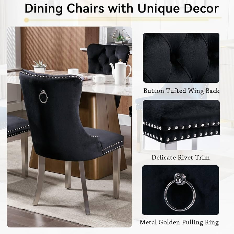 5 pcs glass dining table with Velvet chairs