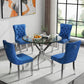 5 pcs glass dining table with Velvet chairs